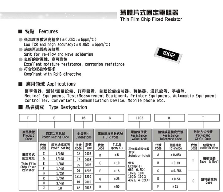 精密薄膜电阻