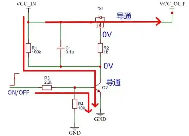 PMOS电源开关,低压信号